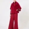 Cape van alpaca en teddywol, rood Cape van alpaca en teddywol, rood