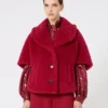 Cape van alpaca en teddywol, rood Cape van alpaca en teddywol, rood