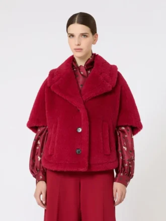 Cape van alpaca en teddywol, rood