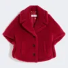 Cape van alpaca en teddywol, rood Cape van alpaca en teddywol, rood