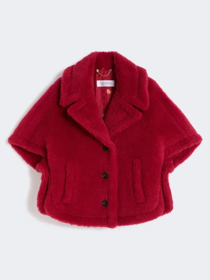 Cape van alpaca en teddywol, rood Cape van alpaca en teddywol, rood