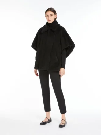 Cape van alpaca en teddywol, zwart
