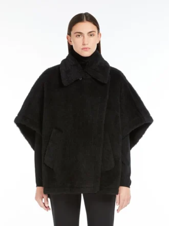 Cape van alpaca en teddywol, zwart