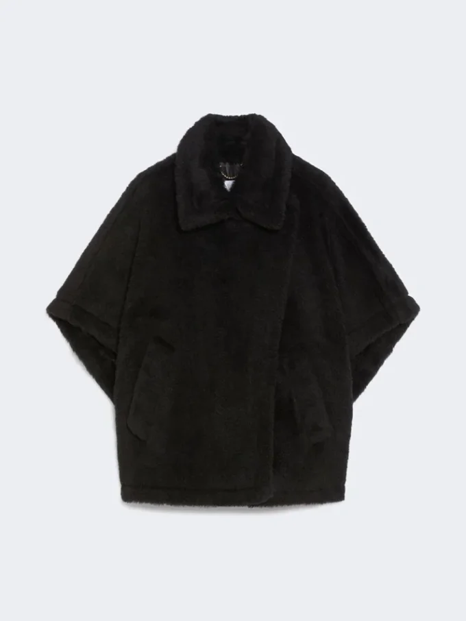 Cape van alpaca en teddywol, zwart Cape van alpaca en teddywol, zwart