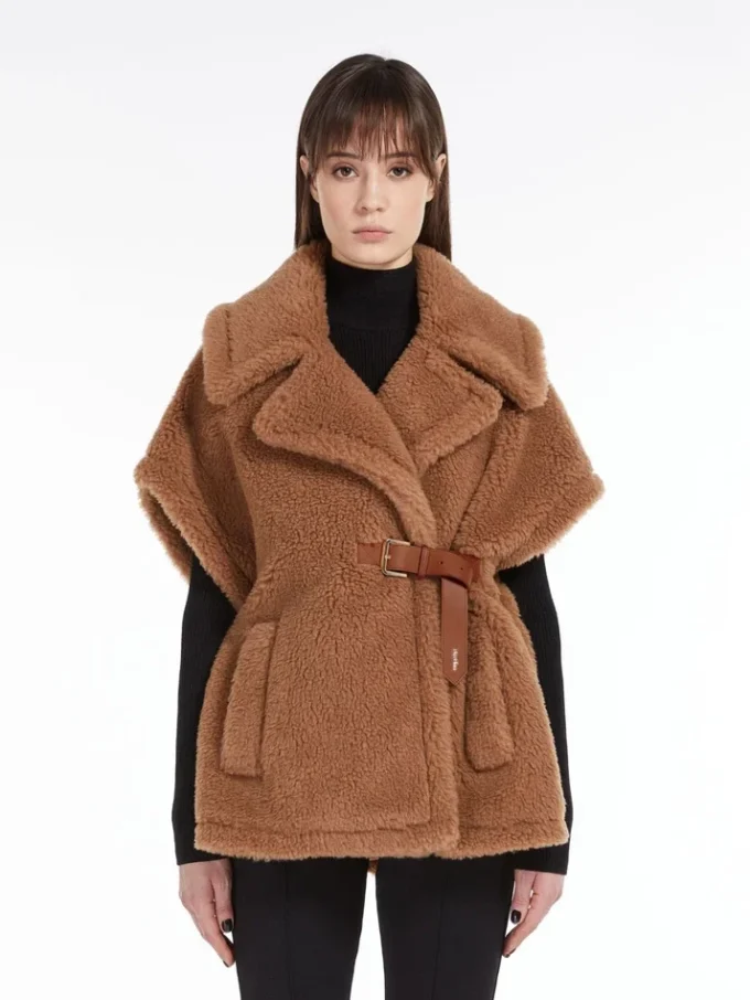 Cape van teddystof, camel Cape van teddystof, camel