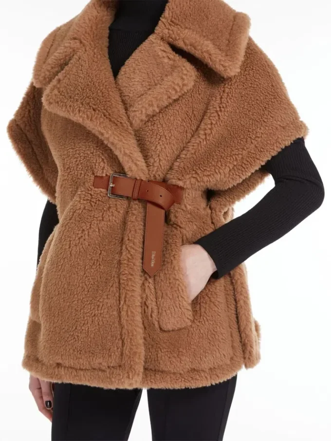 Cape van teddystof, camel Cape van teddystof, camel