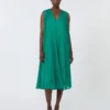 Chiffonjurk met plissé-plooien, groen Chiffonjurk met plissé-plooien, groen