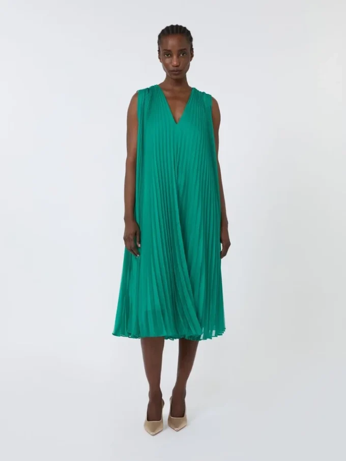 Chiffonjurk met plissé-plooien, groen Chiffonjurk met plissé-plooien, groen