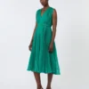 Chiffonjurk met plissé-plooien, groen Chiffonjurk met plissé-plooien, groen