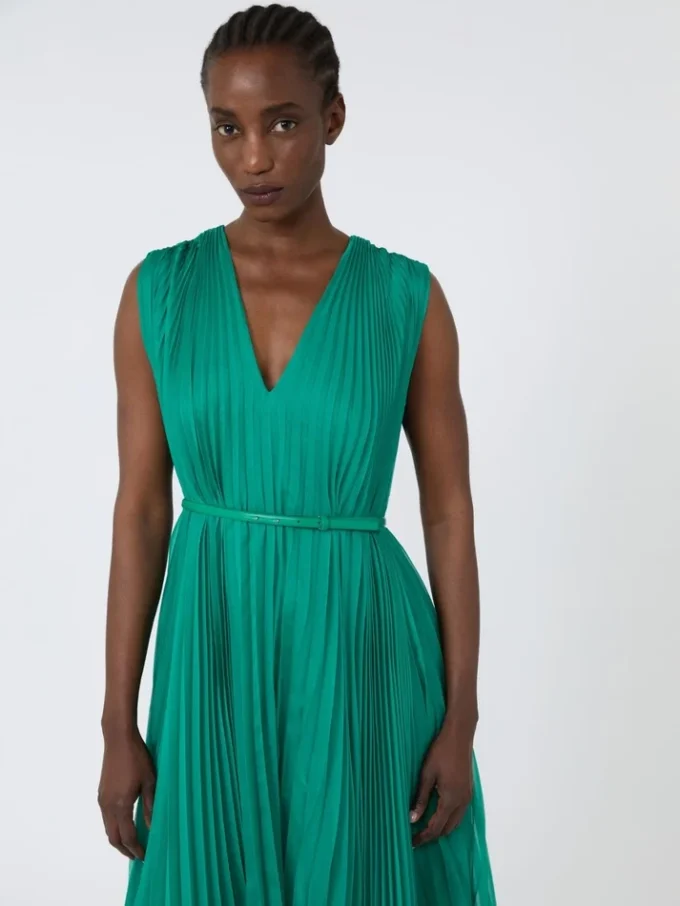 Chiffonjurk met plissé-plooien, groen Chiffonjurk met plissé-plooien, groen