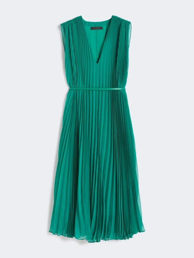 Chiffonjurk met plissé-plooien, groen Chiffonjurk met plissé-plooien, groen