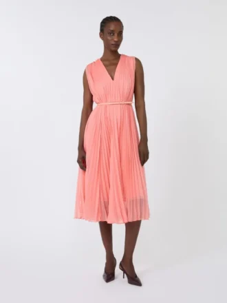 Chiffonjurk met plissé-plooien, roze