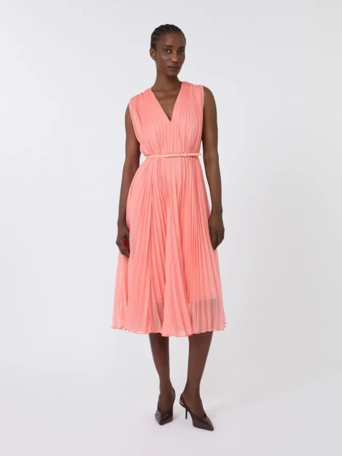 Chiffonjurk met plissé-plooien, roze Chiffonjurk met plissé-plooien, roze