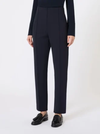 Cigarettebroek van scuba-jersey, ultramarijnblauw