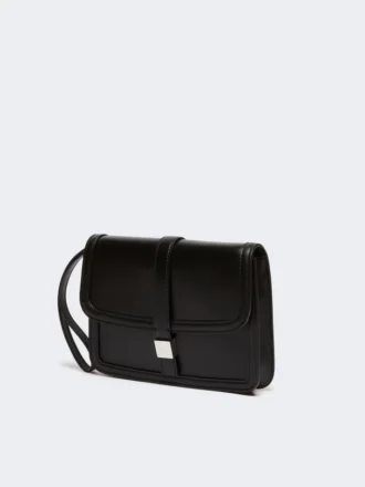 Clutch van glad leer, zwart