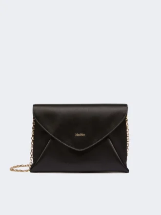 Clutch van viscose en zijdesatijn, zwart