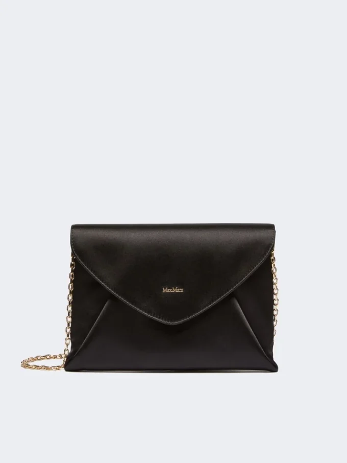 Clutch van viscose en zijdesatijn, zwart Clutch van viscose en zijdesatijn, zwart