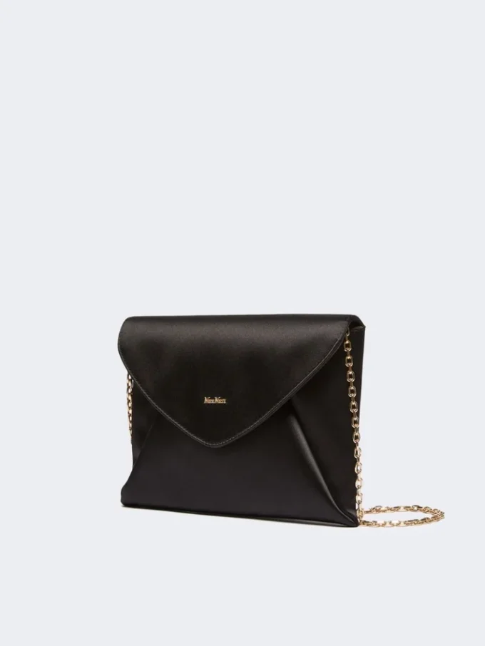 Clutch van viscose en zijdesatijn, zwart Clutch van viscose en zijdesatijn, zwart