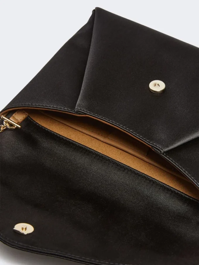 Clutch van viscose en zijdesatijn, zwart Clutch van viscose en zijdesatijn, zwart
