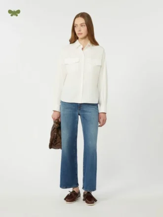 Comfortabele denimjeans met uitlopende pijpen, marineblauw