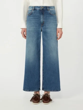 Comfortabele denimjeans met uitlopende pijpen, marineblauw