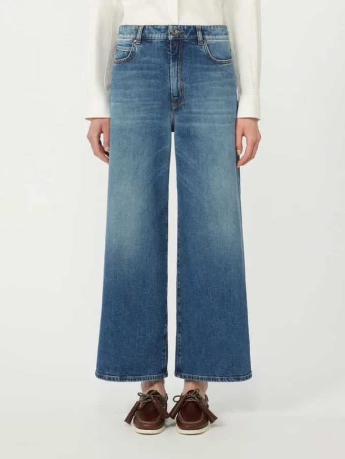 Comfortabele denimjeans met uitlopende pijpen, marineblauw Comfortabele denimjeans met uitlopende pijpen, marineblauw