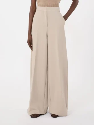 Compacte jersey broek, zandkleur