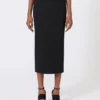 Compacte midi-rok van crêpe jersey, zwart