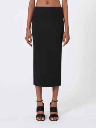Compacte midi-rok van crêpe jersey, zwart
