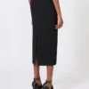 Compacte midi-rok van crêpe jersey, zwart