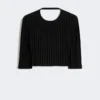 Crop top van stretchviscose, zwart Crop top van stretchviscose, zwart