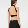 Crop top van zijden fil coupa-jacquard, zwart Crop top van zijden fil coupa-jacquard, zwart