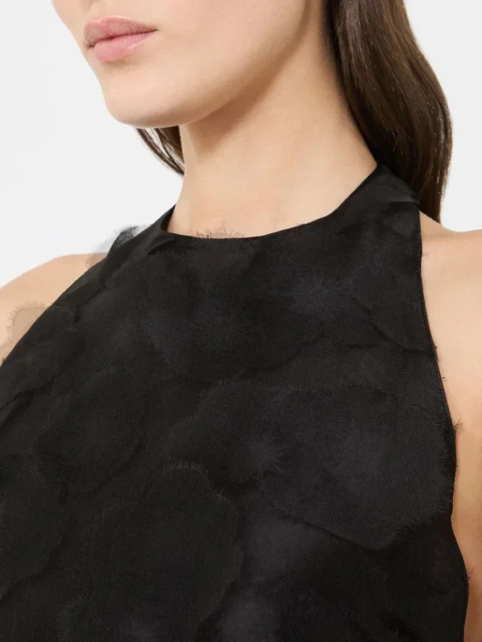 Crop top van zijden fil coupa-jacquard, zwart Crop top van zijden fil coupa-jacquard, zwart