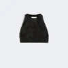 Crop top van zijden fil coupa-jacquard, zwart Crop top van zijden fil coupa-jacquard, zwart