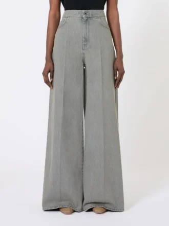 Denim broek met wijde pijpen, zwart