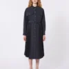 Denim en satijnen overhemdjurk, zwart Denim en satijnen overhemdjurk, zwart