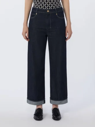 Denim jeans met omgeslagen pijpen, ultramarijn