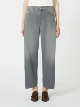 Denim jeans met wijd uitlopende pijpen, middengrijs
