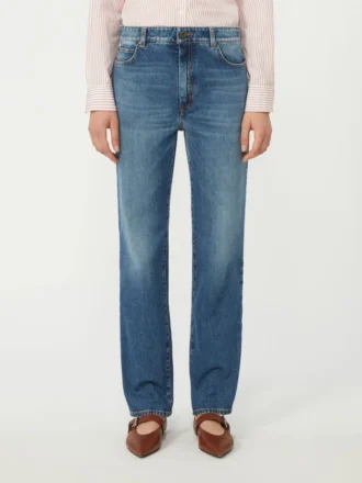 Denimjeans met rechte pijpen, marineblauw