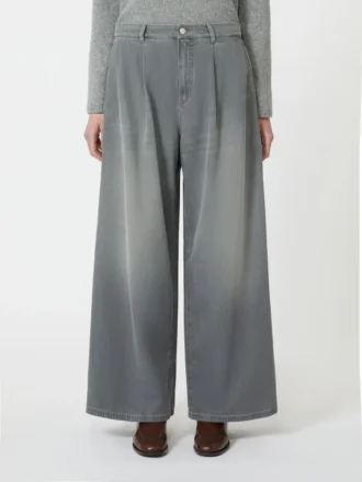 Denimjeans van katoen en viscose, middengrijs