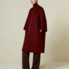 Dubbele kasjmier cape-jas, donkerrood Dubbele kasjmier cape-jas, donkerrood