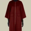 Dubbele kasjmier cape-jas, donkerrood Dubbele kasjmier cape-jas, donkerrood
