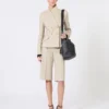 Dubbelrijige blazer van wol, mohair en zijde, zandkleur