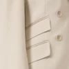 Dubbelrijige blazer van wol, mohair en zijde, zandkleur
