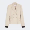 Dubbelrijige blazer van wol, mohair en zijde, zandkleur
