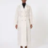 Dubbelrijige overjas van fil coupa-jacquard, zandkleur Dubbelrijige overjas van fil coupa-jacquard, zandkleur
