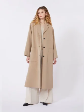Dubbelzijdige jas van wolmix, camel
