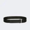 Elastische riem van geweven band en leer, zwart Elastische riem van geweven band en leer, zwart