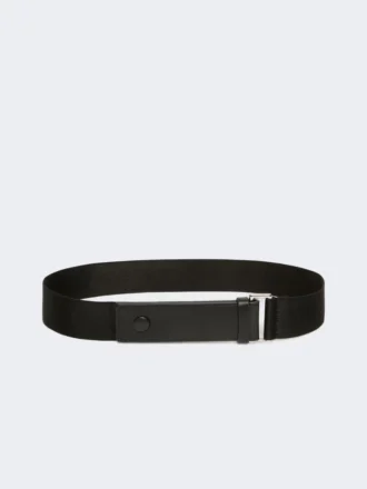 Elastische riem van geweven band en leer, zwart