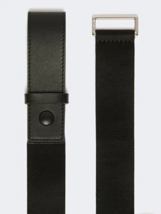 Elastische riem van geweven band en leer, zwart